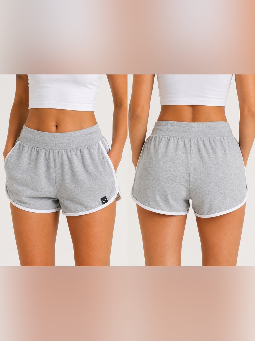 NWT Heather Gray Women's Lounge Shorts with White Trim